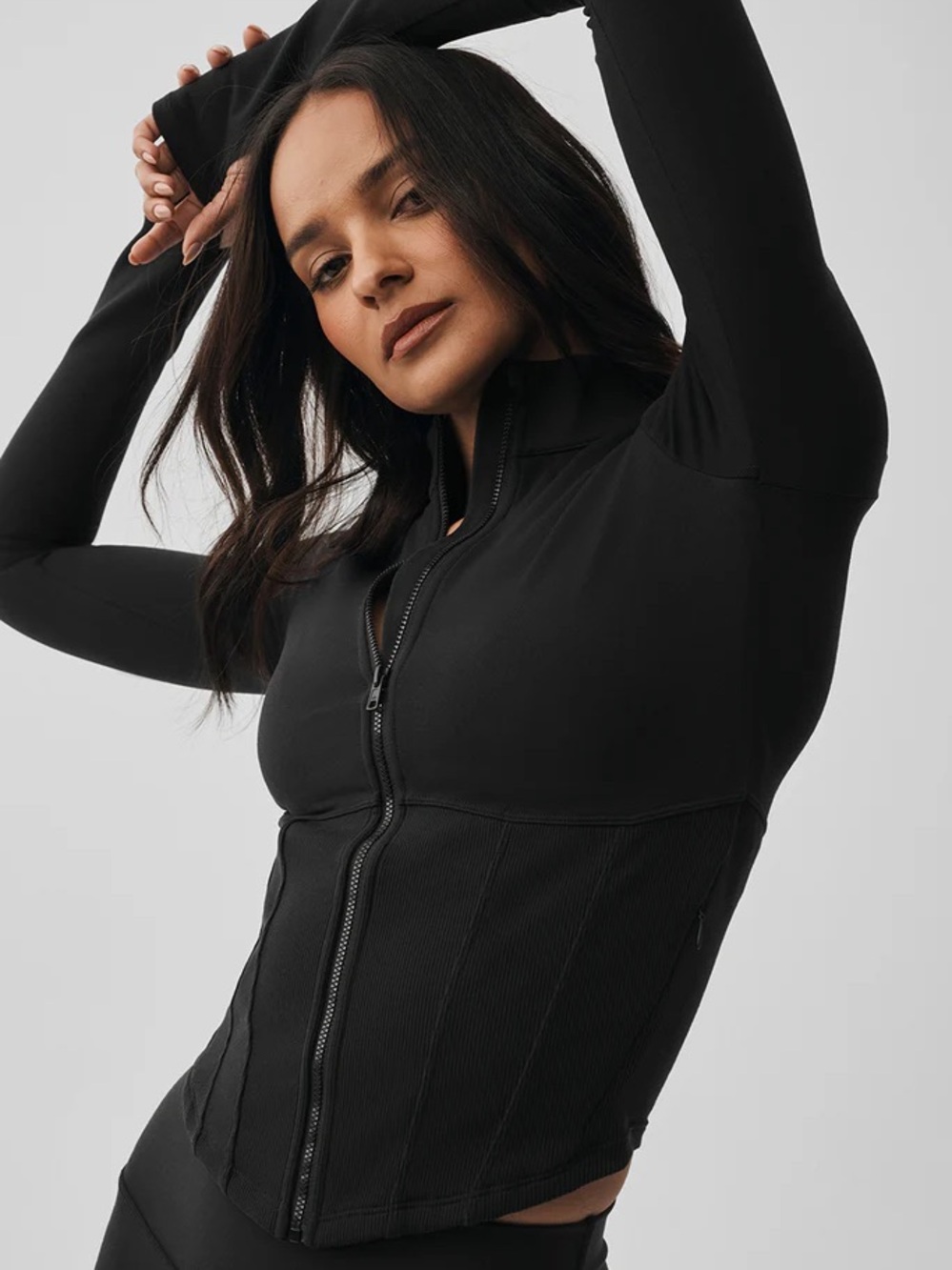 ALO Yoga Airbrush Corset Full Zip Jacket Black Size Small